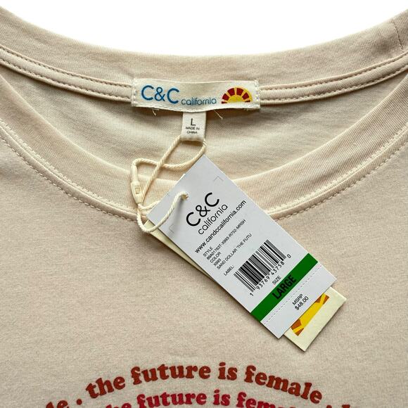 NWT C&C California The Future Is Female Rainbow Short Sleeve Tee Size Large - Picture 4 of 6